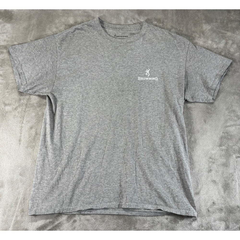 Browning T-Shirt Mens Large Gray Good Graphic Arrow Flag Short Sleeve Tee